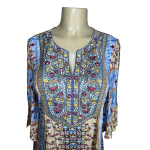 Soft Surroundings Tunic Top Womens Small Multicolor Embroidered Floral Boho
